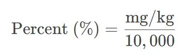 mg/kg to Percent Formula