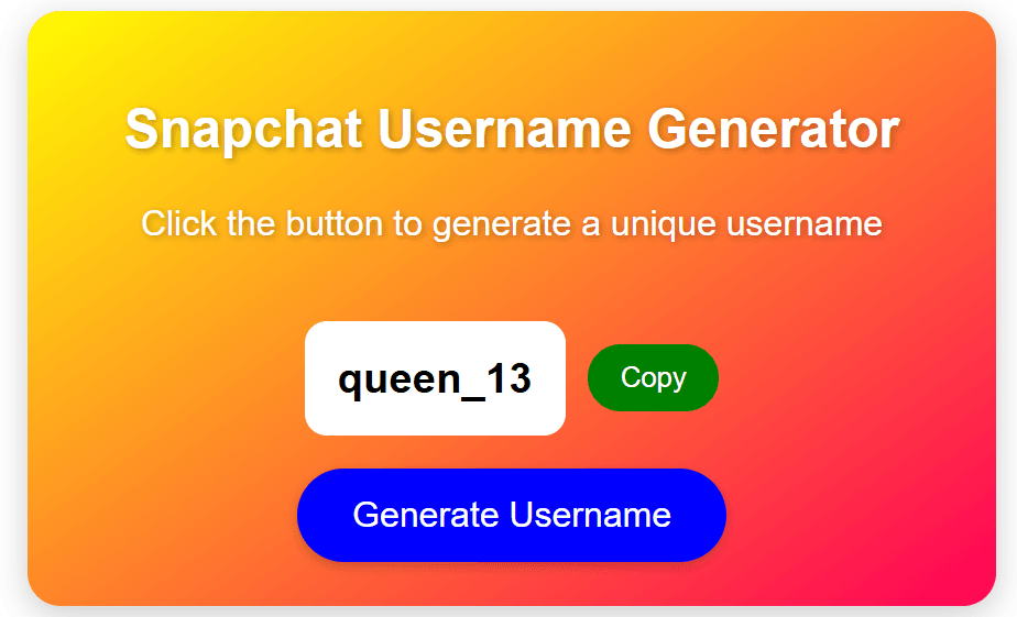 Snapchat username generator Snapchat Username Generator