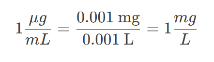 µg/mL to mg/L Calculator 1 µg/mL to mg/L