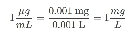 µg/mL to mg/L 